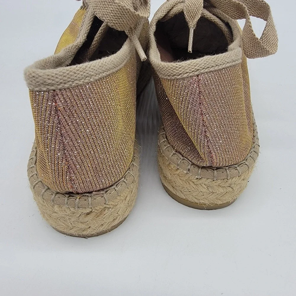 Toni Pons Espadrilles Women's Shoe Size 41 US 10.5 Pink Rose Gold Lace Up